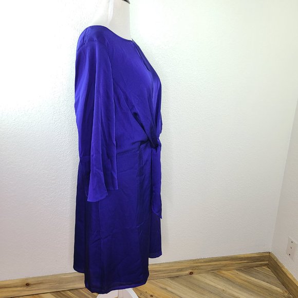 Long Tall Sally  Tie Front Dress Royal Blue Plus Size 18 - Picture 5 of 8